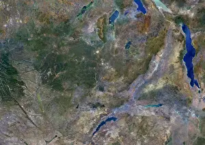 Satellite View Prints: Color satellite image of Zambia and neighbouring countries
