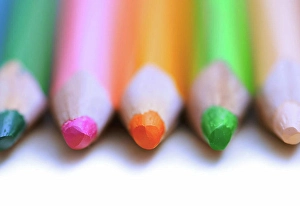 Assortment Prints: Colorful pencils in a row. Close-up Colorful pencils in a row