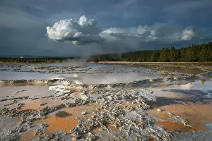 Wyoming Prints: Colorful travertine formations at Great Fountain Geyser, Yellowstone National Park