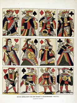 Cards Prints: Coloured illustration of playing cards published by Jean Rousset in Aix-en-Provence (1752-1774)