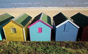 Storages Prints: Colourful beach huts, Southwold, Suffolk, England, United Kingdom, Europe