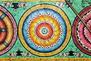 Frescoes Prints: Colourful painting on a ceiling, Meenakshi Temple, Madurai, Tamil Nadu, India