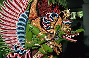 Carving Prints: Colourful wood carving, Bali, Indonesia, Southeast Asia, Asia