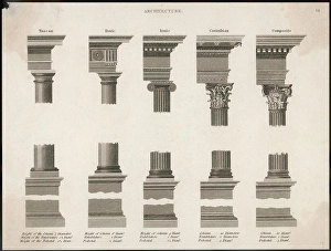 Composite Prints: Columns, capitals and entablatures of the classical orders of architecture: Tuscan