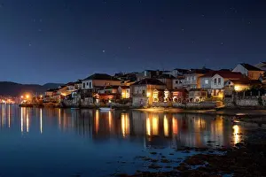 Fishing Village Prints: Combarro, beautiful fishing village at night in Galicia, Spain