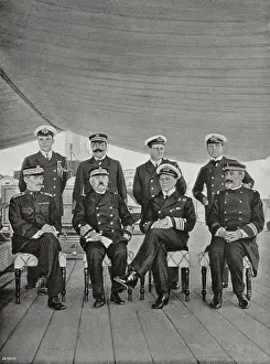 Medium Group Of People Prints: Commanders of the international fleet in Shengjin
