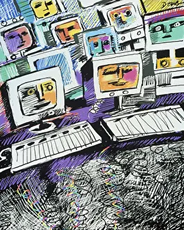 Keyboard Prints: Compatible 1995 Diana Ong (b.1940 Chinese-American) Computer Graphics