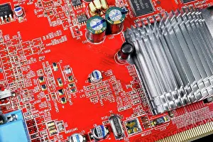 Electronics Prints: Computer circuit board with cooling mechanism
