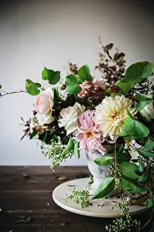 Composition Prints: Concept of bouquet of dry and fresh roses