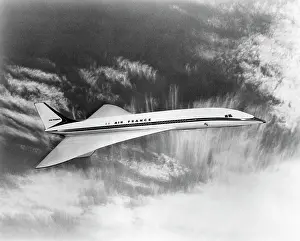 Commercial Airplane Prints: Concorde Supersonic Jet flying in the sky
