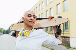 Bame Prints: Confident portrait of a skateboarder