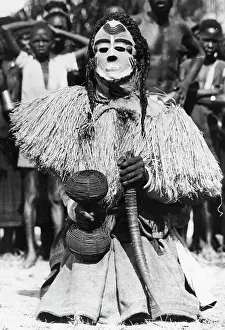 Tribe Prints: Congo Folklore -- One of the some twenty characters in the Mbuya dance of the Bapende tribe