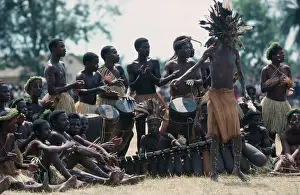 Congo Prints: Congo, Gungu, Bapende Tribal Musicians Playing At Gungu Festival
