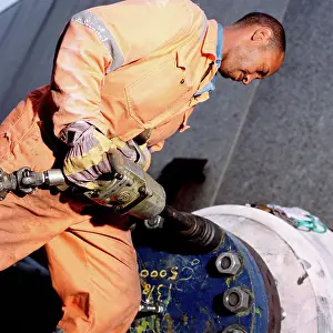 Imagesource Prints: Construction worker using pneumatic drill