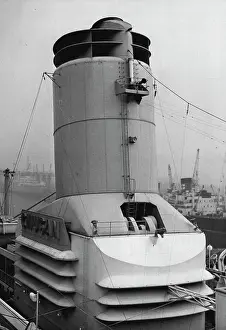 Nautical Prints: Contrast in Funnels.The peculiar shaped funnel of the S
