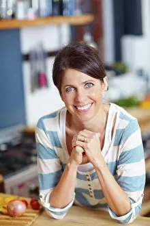Culinary Prints: Cooking portrait, woman and happy in kitchen for healthy dinner