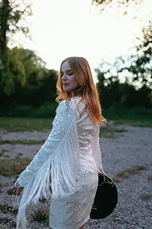 Chic Prints: cool cowgirl at dusk in fringe party dress in southern Illinois