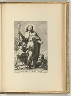 Copper Prints: Copper engraving by Gilles Rousselet created between 1620 and 1686 depicting Saint Roch
