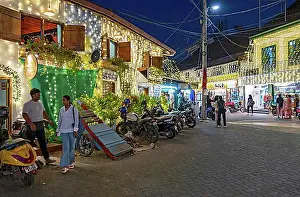 Night Picture Prints: Corner of Princess and Bastian Streets, Fort Kochi, Cochin, Kerala, India, Asia