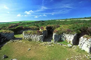 Courtyard Prints: Cornwall Chysauster Iron Age Stone Walled Village West Penwith Cornwall South West England GB UK Europe EU