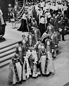 King Of The United Kingdom Prints: The Coronation Ceremony In Westminster Abbey -- The King carrying the Orb
