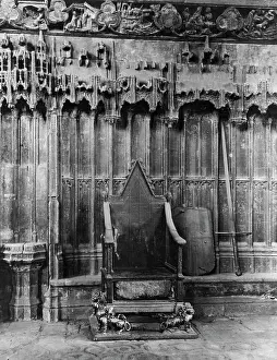 Westminster Prints: Coronation -- The Coronation chair in Westminster Abbey