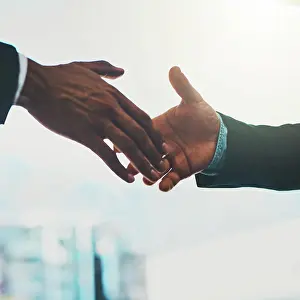 Greeting Prints: Corporate people, reaching and hands for support