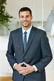 Businessperson Prints: Corporate, portrait and proud with business man at office for start of professional career as intern
