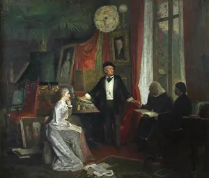 1881 Prints: Cosima Wagner, Richard Wagner, Franz Liszt and Hans von Wolzogen in the Wahnfried