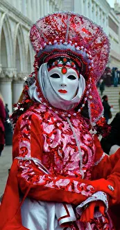 Square Prints: Costumed attendee at the Venice Carnival (Carnevale di Venezia)