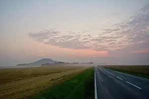 Place Prints: Country crown in Saxony in Goerlitz. Country crown near Goerlitz in the morning fog
