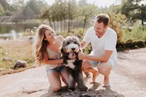 Networks Prints: Couple with pet dog, Algonquin Park, Canada