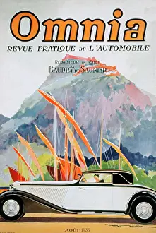 Magazine Prints: Cover of Omnia Motoring magazine 1933 by Roger Soubie 1898 - 1984; French illustrator and designer