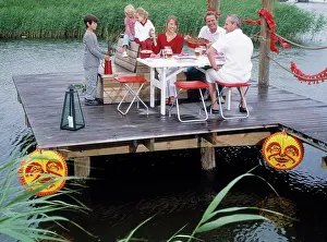Swedish Prints: Crayfish party on a jetty
