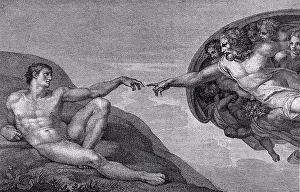 Beginnings Prints: Creation of Adam (Engraving) Michelangelo Buonarroti 1475-1564 Florentine