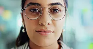Businesswomen Prints: Creative, office and portrait of business woman with glasses for pride