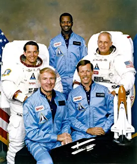 The crew assigned to the STS-41B (STS-11) mission included (seated left to right) Vance D