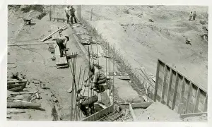 Crew Making Forms for Cutoff Walls - Dam 179
