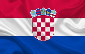 Pole Prints: Croatia country flag on wavy silk fabric background panorama - illustration