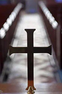 Short Prints: A cross in line with a centre aisle in a church, staindrop durham england