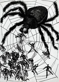 Literature Prints: A Cross-spider, Horst Bartsch, (b.1821 German)