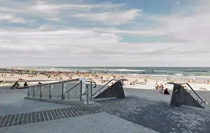 Enjoying Prints: Crowds of people on Surfers Paradise Beach on the Esplanade