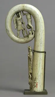 Attached Prints: Crozier Head with Saint Michael and Serpent 19th century European (Medieval style)