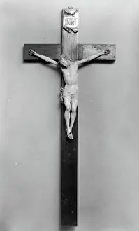 Ivory Prints: Crucifix 18th century probably German A ghostly loincloth barely interrupts the continuous line of Christ's torso
