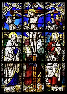Midadult Men Prints: The Crucifixion; Germany; Saxony; Altenberg; stained glass; circa 1525