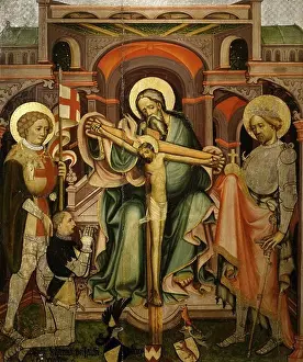 Dove Prints: The Crucifixion, with Hilleprand V. Jaufenberg (donor) praying, flanked by saints, c. 1400