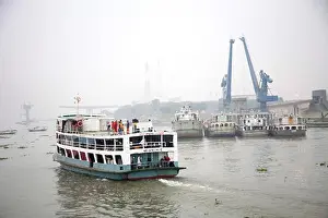Industry Prints: Cruise boat in Burigunga Buri Gunga River ; Sadarghat Boat terminal ; Dhaka ; Bangladesh