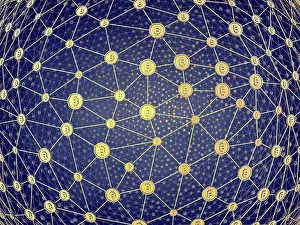 Network Prints: Cryptocurrency network, conceptual illustration