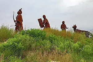Monument Prints: Cuba, Missouri, The Osage Trail Legacy Monument shows an Osage Indian family moving west on the Osage Trail