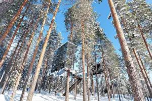Architectural Prints: Cube shaped accommodation in the icy landscape of the boreal forest